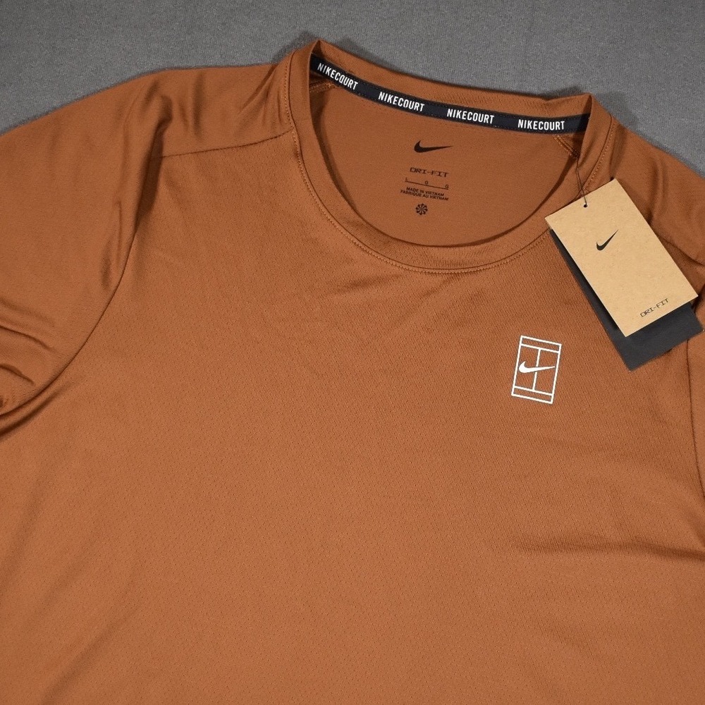 Nike Court Advantage Slim Fit Men's Dri-FIT‎ Tennis Top Large Tan/Bronze